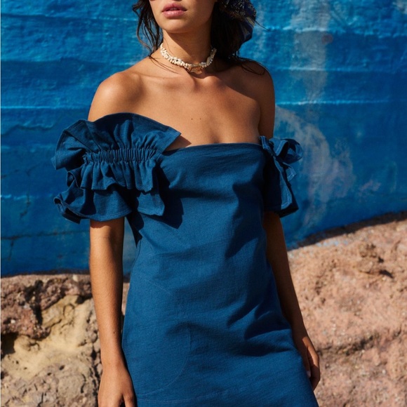 Free people Josie mini dress Blue SOLD OUT size small $78 - Picture 3 of 4